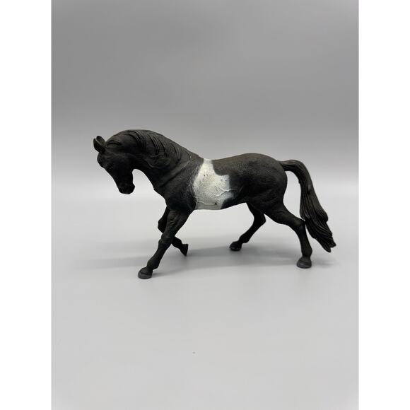Vintage Hard Plastic Black & White Horse Stallion Figure 6 Inch - Picture 1 of 7